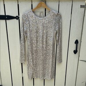 NWT Abercrombie & Fitch Sequin Minidress Open Back Wedding Guest Sz Large